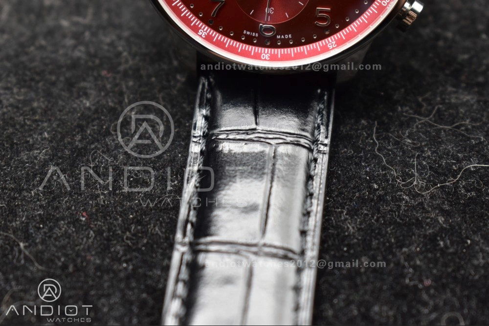 Contemporary Portuguese Chrono IW3716 ZF 1:1 Best Edition Red Dial on Black Leather Strap A 280