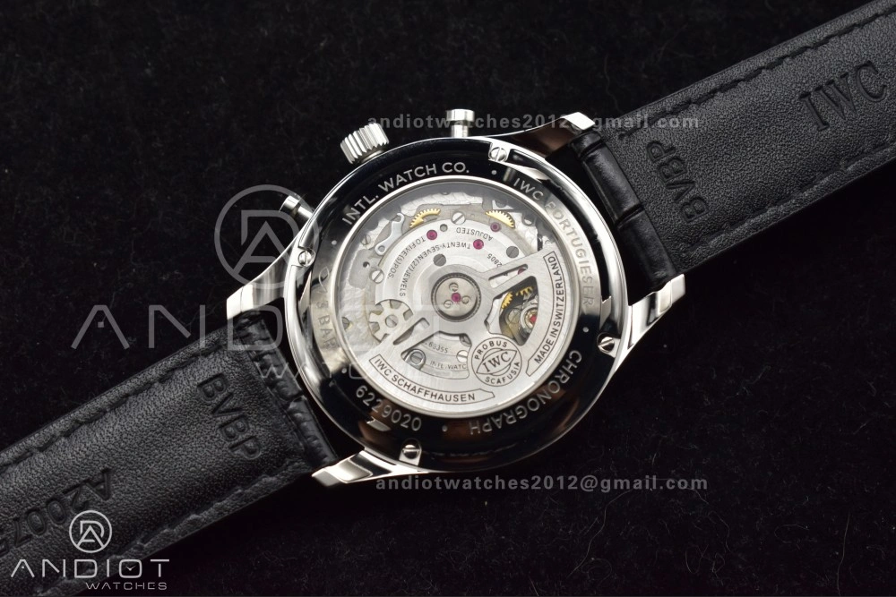 Contemporary Portuguese Chrono IW3716 ZF 1:1 Best Edition Red Dial on Black Leather Strap A 280