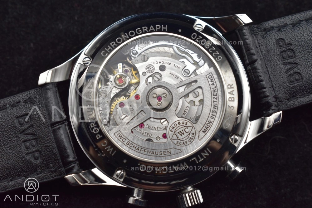 Contemporary Portuguese Chrono IW3716 ZF 1:1 Best Edition Red Dial on Black Leather Strap A 280