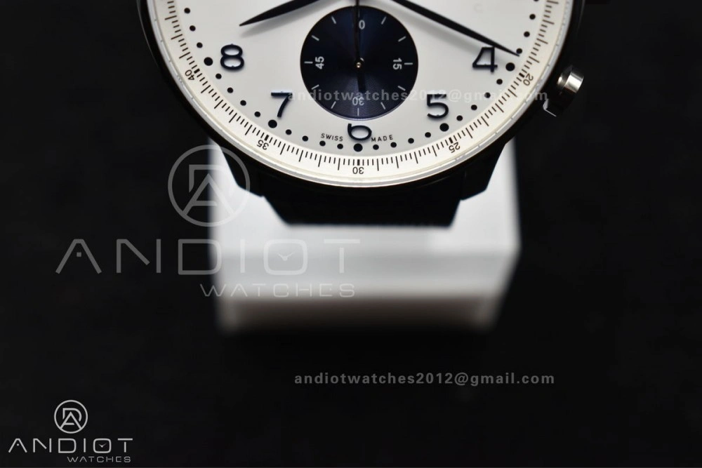 Portuguese Chrono IW3716 Z+F 1:1 Best Edition White Blue Dial on Blue Rubber Strap A Vibrant 296
