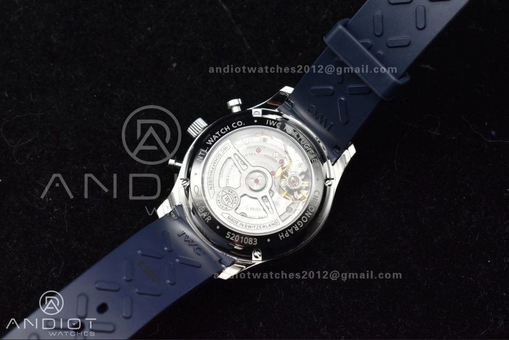 Portuguese Chrono IW3716 Z+F 1:1 Best Edition White Blue Dial on Blue Rubber Strap A Vibrant 296