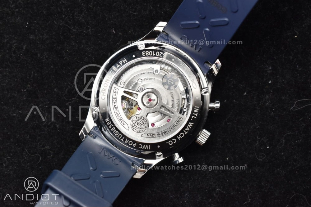 Portuguese Chrono IW3716 Z+F 1:1 Best Edition White Blue Dial on Blue Rubber Strap A Vibrant 296