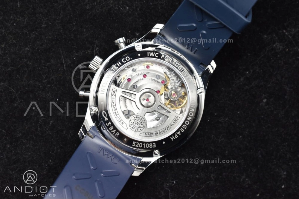 Portuguese Chrono IW3716 Z+F 1:1 Best Edition White Blue Dial on Blue Rubber Strap A Vibrant 296