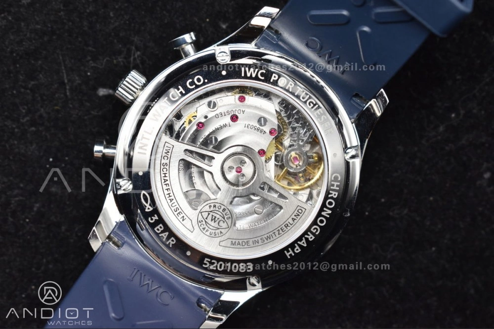Portuguese Chrono IW3716 Z+F 1:1 Best Edition White Blue Dial on Blue Rubber Strap A Vibrant 296