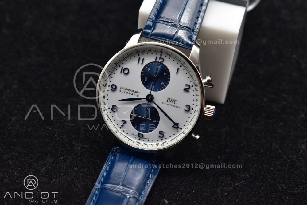 Portuguese Chrono IW371620 ZF 1:1 Best Edition White Blue Dial on Blue Leather Strap A HighPerformance 287