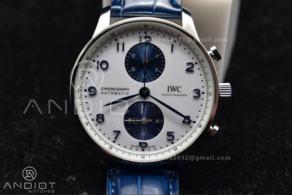 Portuguese Chrono IW371620 ZF 1:1 Best Edition White Blue Dial on Blue Leather Strap A Functional 1019