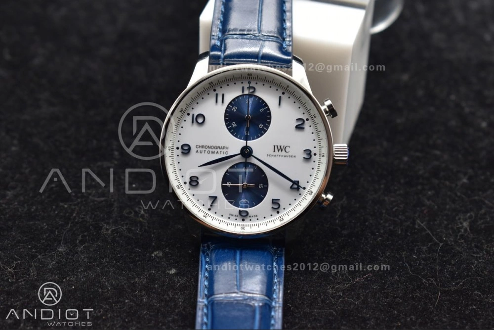 Portuguese Chrono IW371620 ZF 1:1 Best Edition White Blue Dial on Blue Leather Strap A Functional 1019