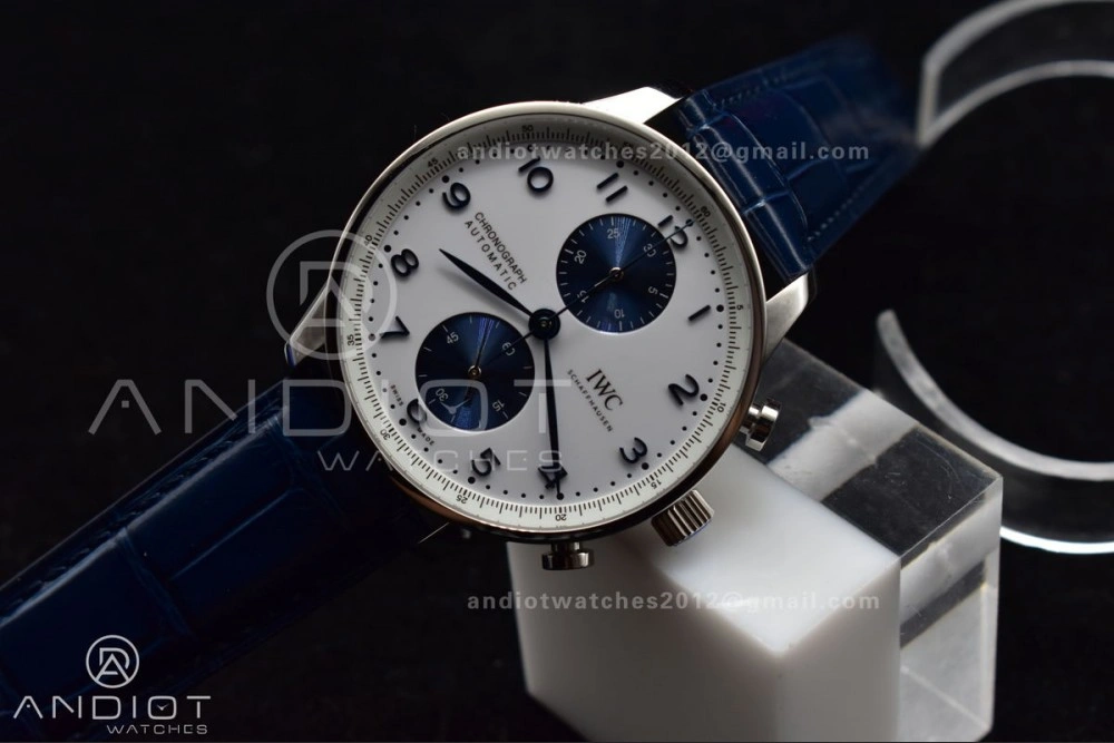 Portuguese Chrono IW371620 ZF 1:1 Best Edition White Blue Dial on Blue Leather Strap A Functional 1019