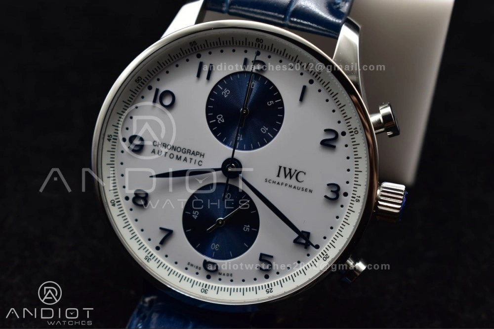 Portuguese Chrono IW371620 ZF 1:1 Best Edition White Blue Dial on Blue Leather Strap A Functional 1019