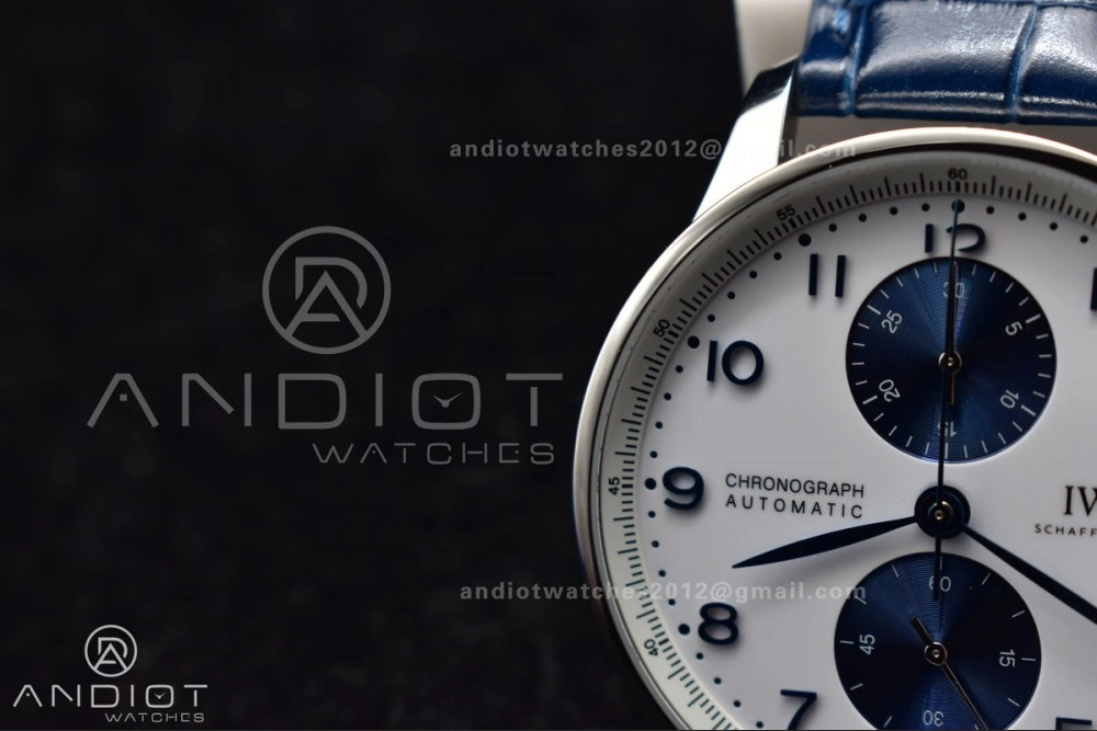 Portuguese Chrono IW371620 ZF 1:1 Best Edition White Blue Dial on Blue Leather Strap A Functional 1019