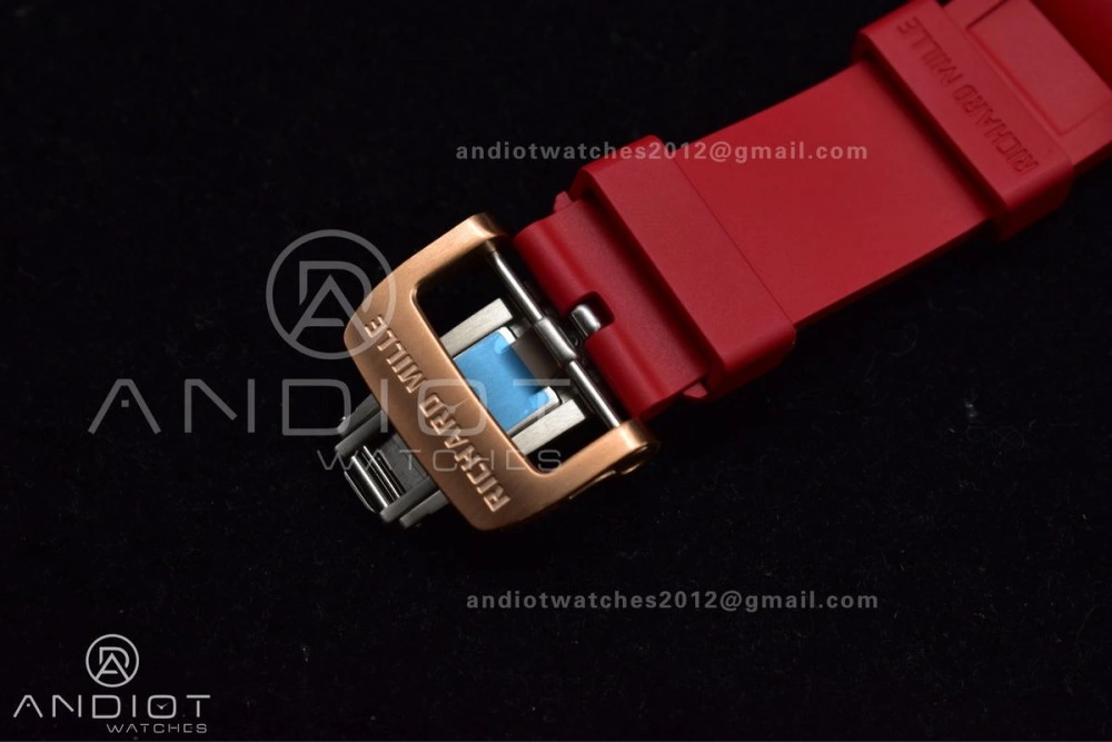 WeatherProof RM011 NTPT Chrono Lotus KVF 1:1 Best Edition Crystal Dial on Red Rubber Strap A7750 V 1227