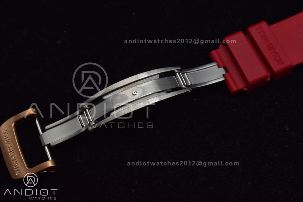 WeatherProof RM011 NTPT Chrono Lotus KVF 1:1 Best Edition Crystal Dial on Red Rubber Strap A7750 V 1227