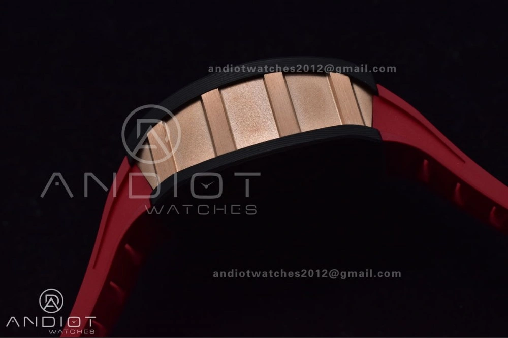 WeatherProof RM011 NTPT Chrono Lotus KVF 1:1 Best Edition Crystal Dial on Red Rubber Strap A7750 V 1227