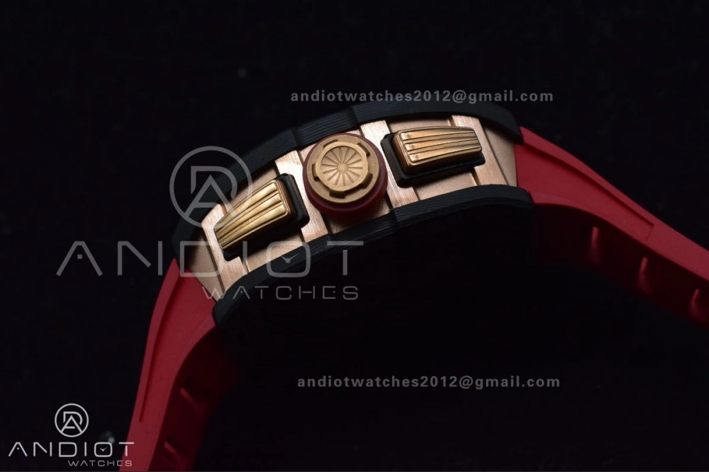 WeatherProof RM011 NTPT Chrono Lotus KVF 1:1 Best Edition Crystal Dial on Red Rubber Strap A7750 V 1227