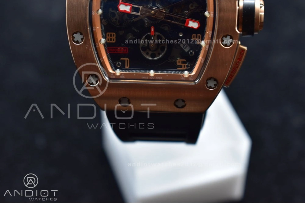 ModernLook RM011 RG Chrono KVF 1:1 Best Edition Crystal Dial Black on Black Rubber Strap A7750 V 1021