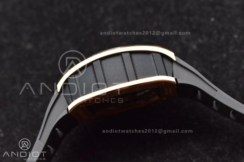 ModernLook RM011 RG Chrono KVF 1:1 Best Edition Crystal Dial Black on Black Rubber Strap A7750 V 1021