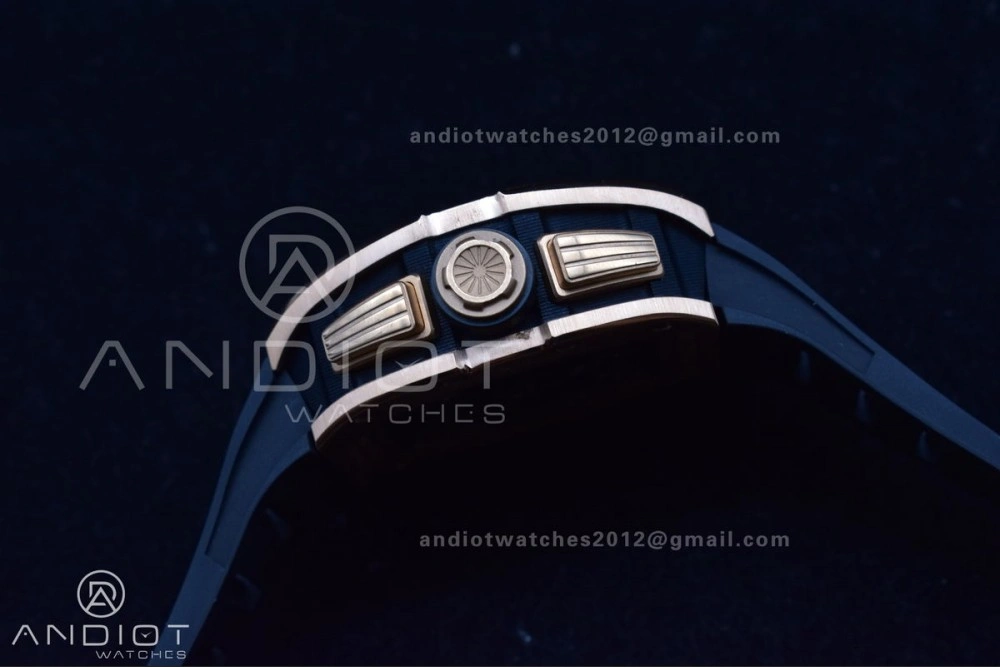 ModernLook RM011 RG Chrono KVF 1:1 Best Edition Crystal Dial Black on Black Rubber Strap A7750 V 1021