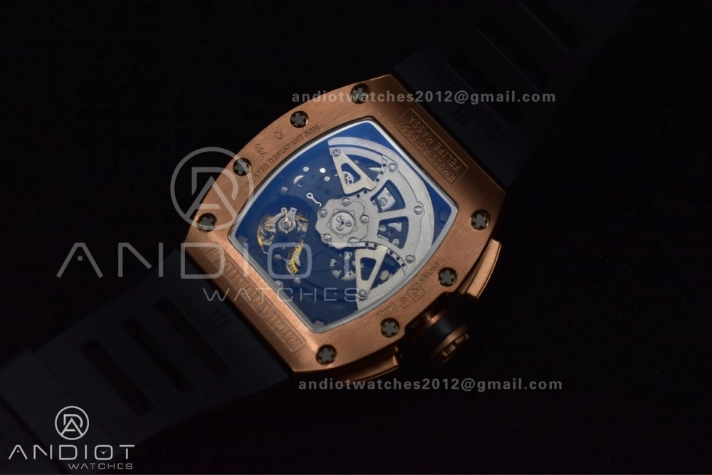 ModernLook RM011 RG Chrono KVF 1:1 Best Edition Crystal Dial Black on Black Rubber Strap A7750 V 1021
