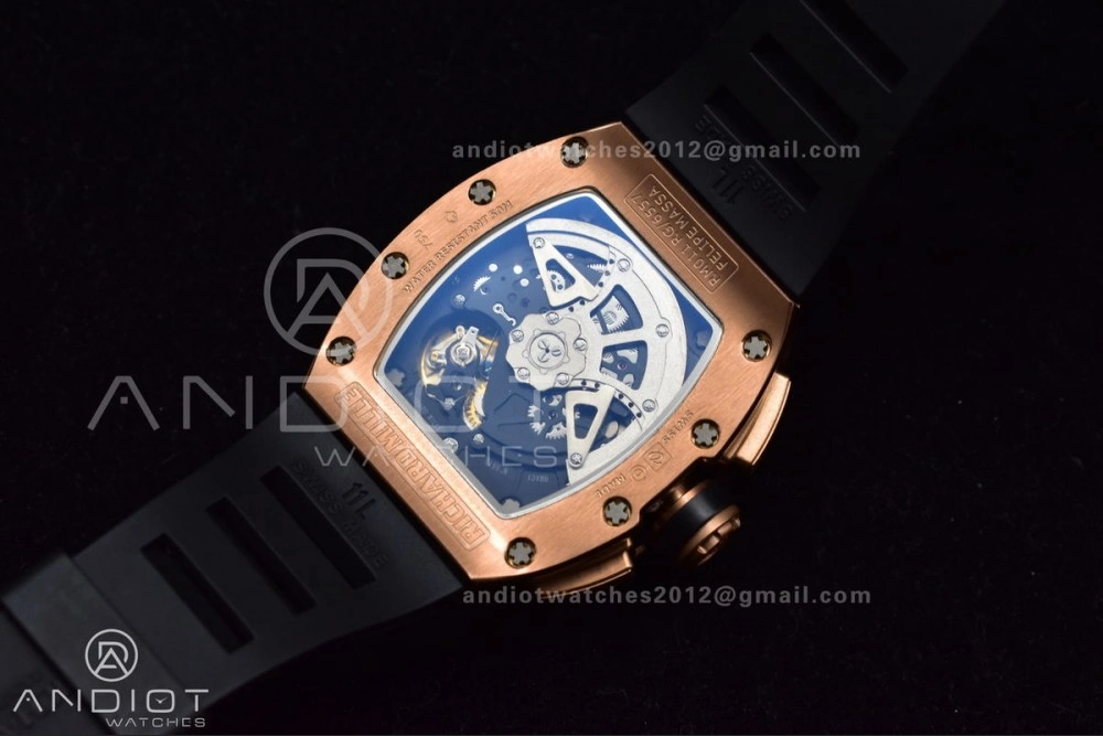 ModernLook RM011 RG Chrono KVF 1:1 Best Edition Crystal Dial Black on Black Rubber Strap A7750 V 1021
