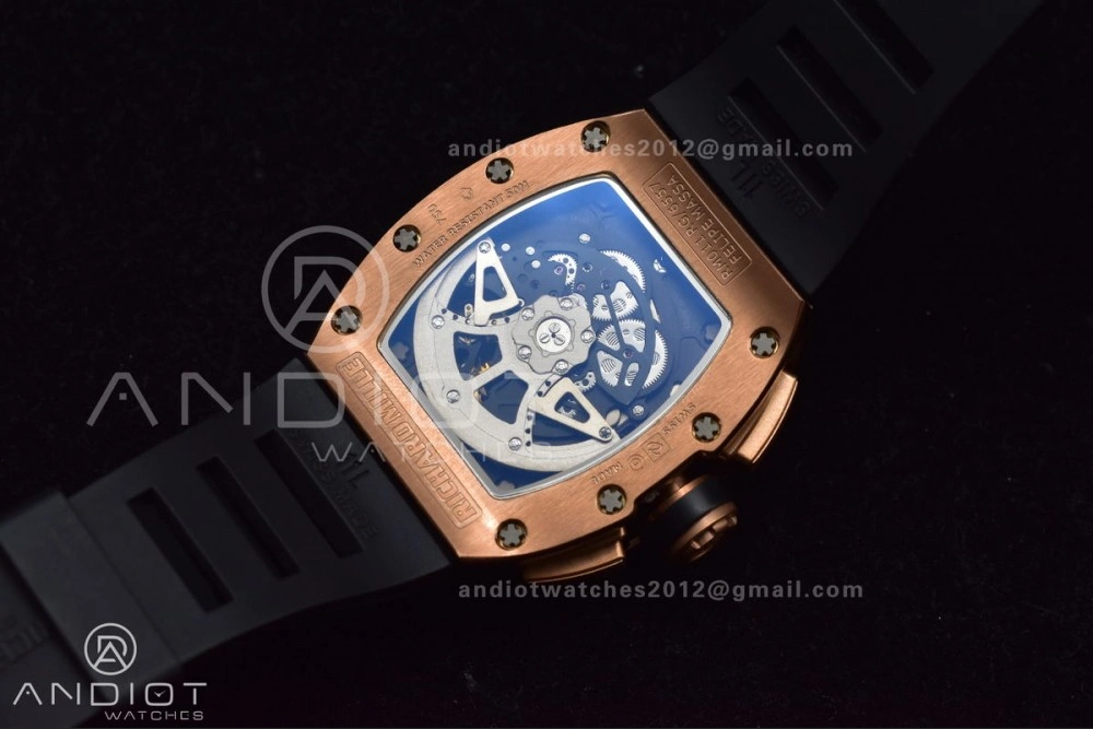 ModernLook RM011 RG Chrono KVF 1:1 Best Edition Crystal Dial Black on Black Rubber Strap A7750 V 1021