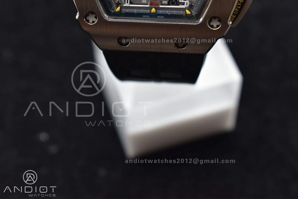 RM011 SS Chrono KVF 1:1 Best Edition Crystal Dial Black on Black Rubber Strap A7750 V Functional 1025