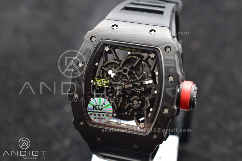 Durable RM035-02 KUF Best Edition Skeleton Dial Red on Black Rubber Strap MIYOTA 1026