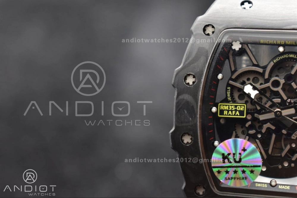 Durable RM035-02 KUF Best Edition Skeleton Dial Red on Black Rubber Strap MIYOTA 1026
