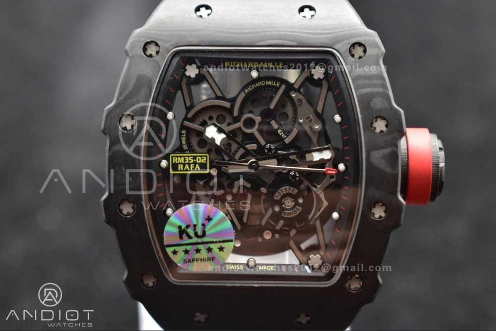 Durable RM035-02 KUF Best Edition Skeleton Dial Red on Black Rubber Strap MIYOTA 1026