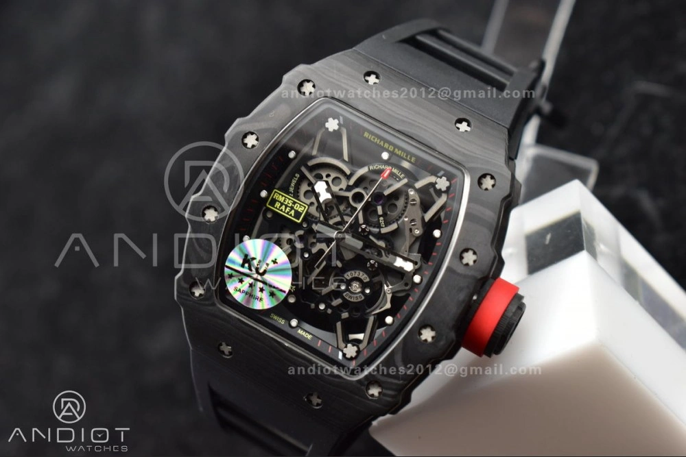 Durable RM035-02 KUF Best Edition Skeleton Dial Red on Black Rubber Strap MIYOTA 1026