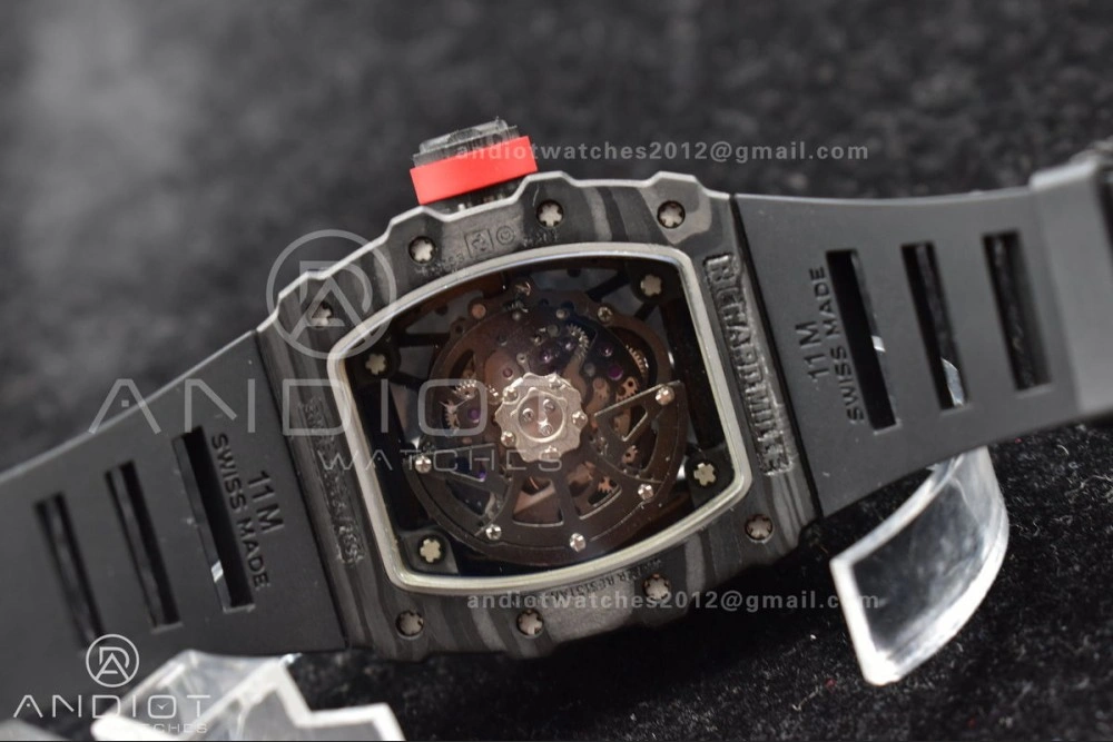 Durable RM035-02 KUF Best Edition Skeleton Dial Red on Black Rubber Strap MIYOTA 1026