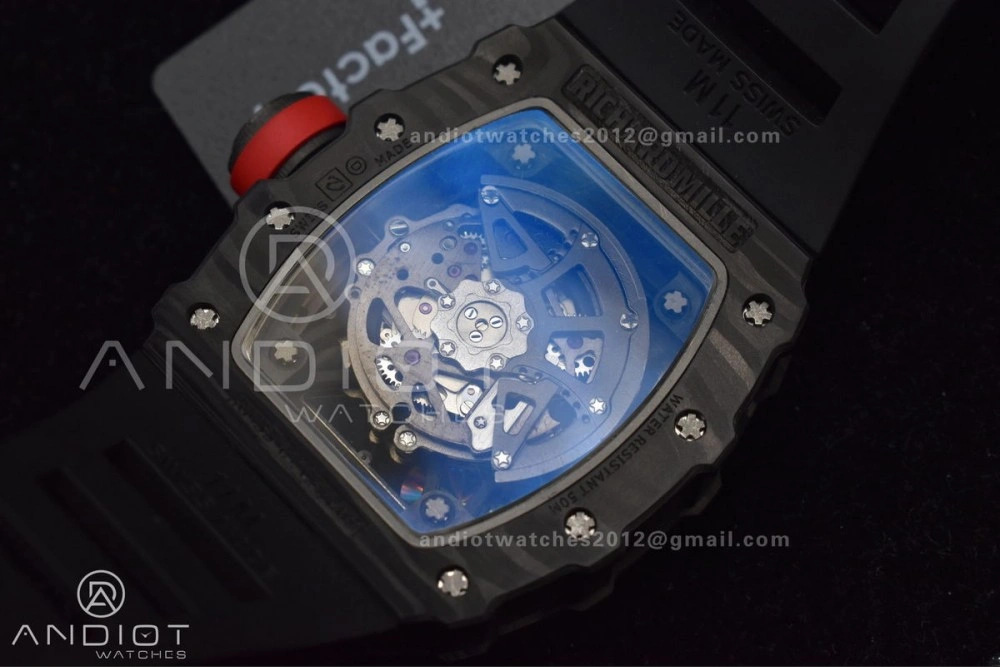 Durable RM035-02 KUF Best Edition Skeleton Dial Red on Black Rubber Strap MIYOTA 1026