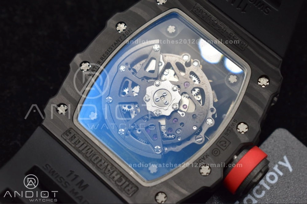 Durable RM035-02 KUF Best Edition Skeleton Dial Red on Black Rubber Strap MIYOTA 1026
