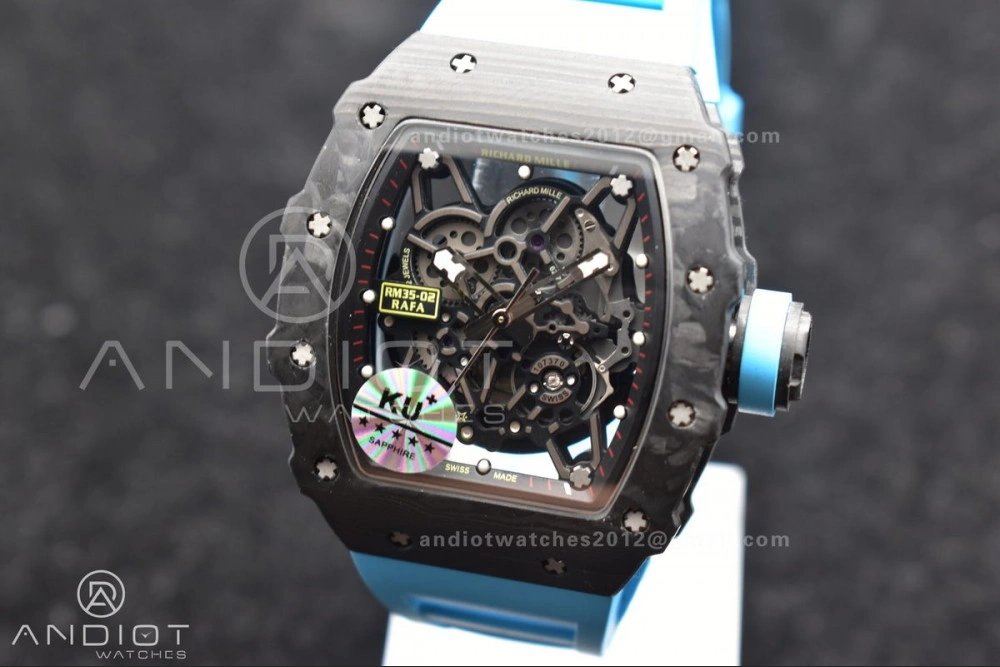 RM035-02 KUF Best Edition Skeleton Dial Red on Blue Rubber Strap MIYOTA Original 1226