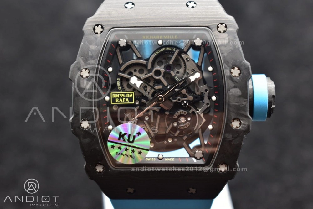 RM035-02 KUF Best Edition Skeleton Dial Red on Blue Rubber Strap MIYOTA Modern 1037