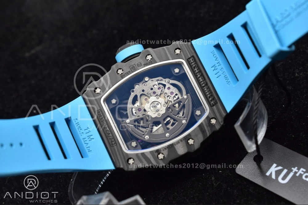 RM035-02 KUF Best Edition Skeleton Dial Red on Blue Rubber Strap MIYOTA Modern 1037
