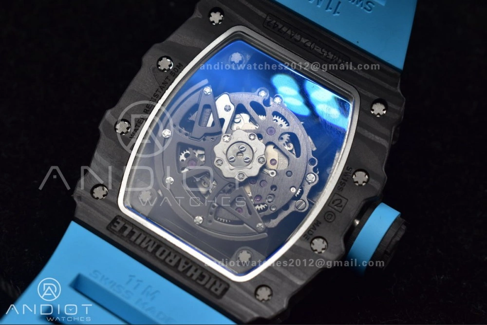 RM035-02 KUF Best Edition Skeleton Dial Red on Blue Rubber Strap MIYOTA Modern 1037