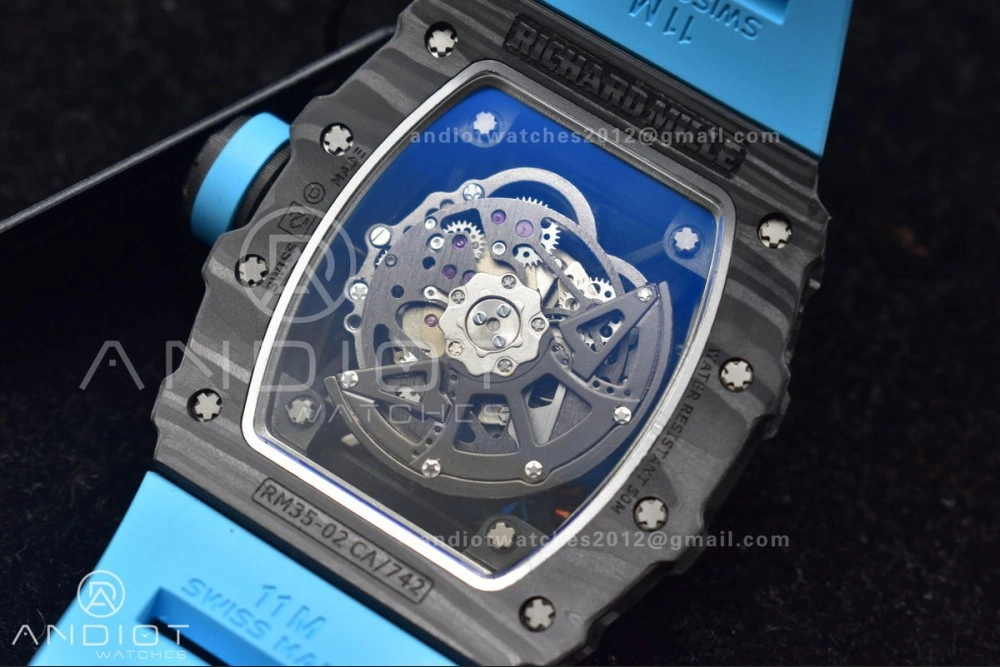 RM035-02 KUF Best Edition Skeleton Dial Red on Blue Rubber Strap MIYOTA Modern 1037