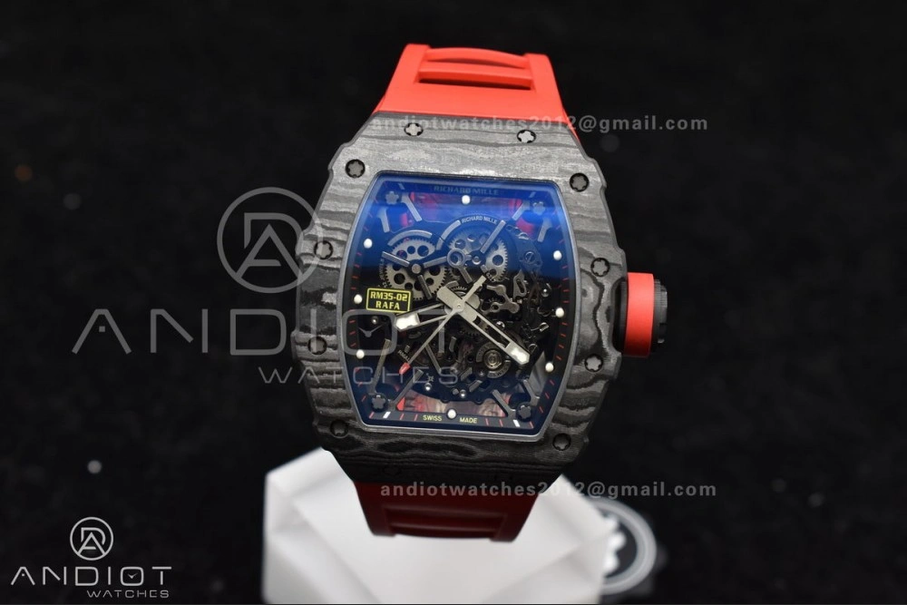 Durable RM035-02 NTPT ZF 1:1 Best Edition Skeleton Dial on Red Rubber Strap RMAL1 Super Clone V 1229
