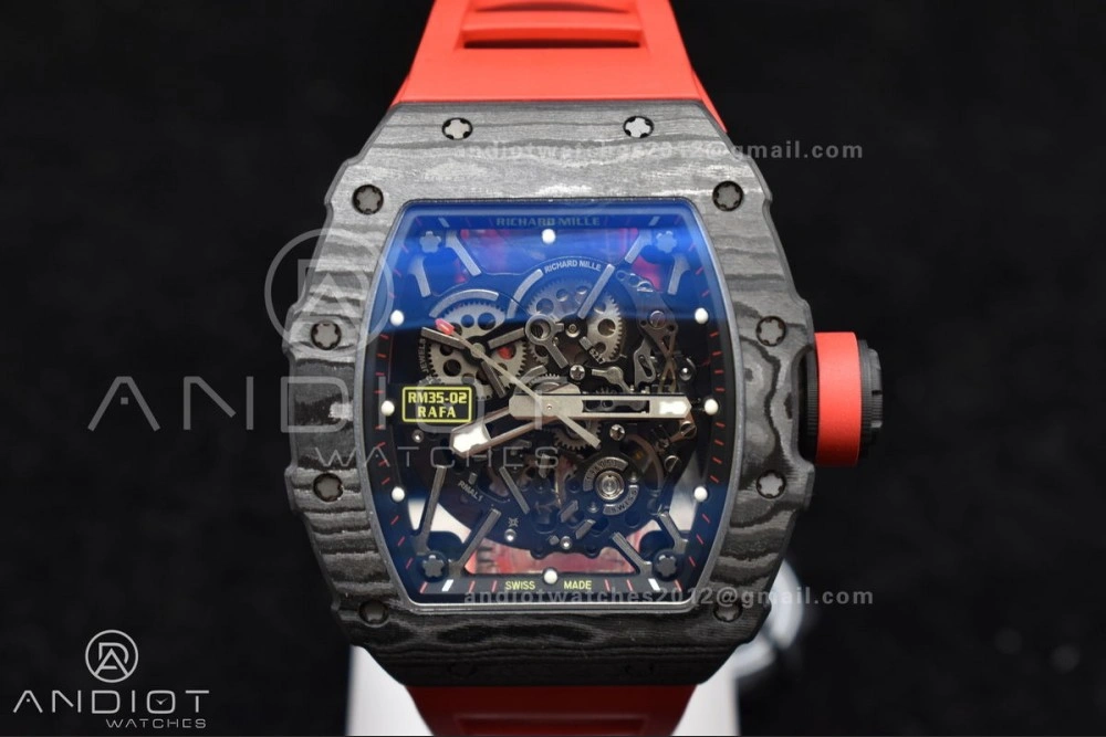 Durable RM035-02 NTPT ZF 1:1 Best Edition Skeleton Dial on Red Rubber Strap RMAL1 Super Clone V 1229