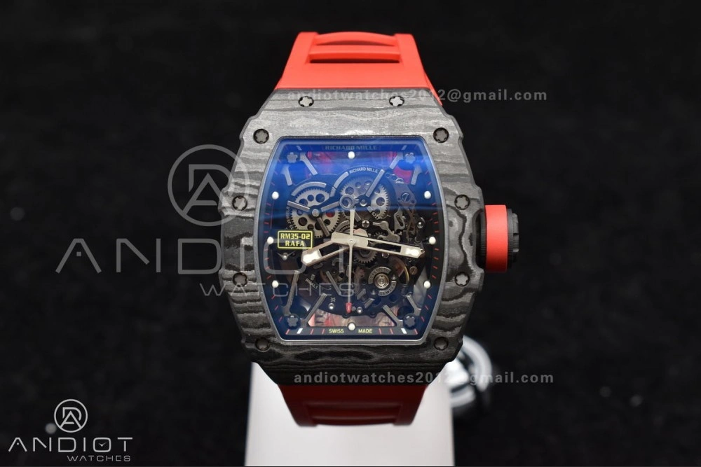 Durable RM035-02 NTPT ZF 1:1 Best Edition Skeleton Dial on Red Rubber Strap RMAL1 Super Clone V 1229
