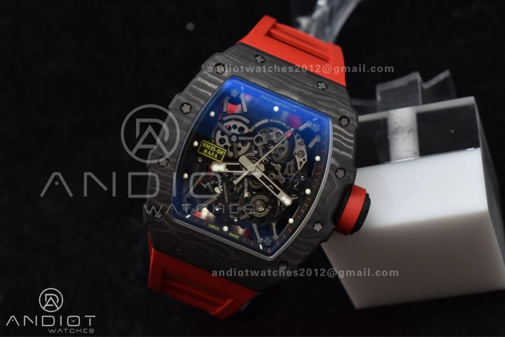 Durable RM035-02 NTPT ZF 1:1 Best Edition Skeleton Dial on Red Rubber Strap RMAL1 Super Clone V 1229