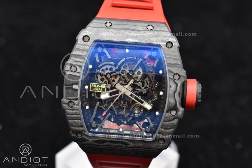 Durable RM035-02 NTPT ZF 1:1 Best Edition Skeleton Dial on Red Rubber Strap RMAL1 Super Clone V 1229