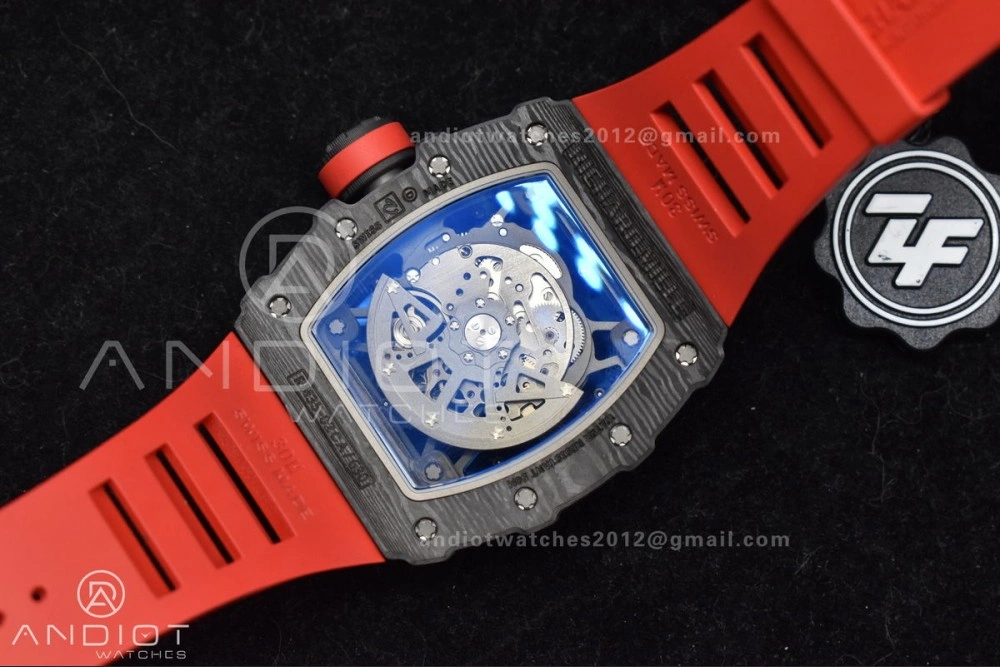 Durable RM035-02 NTPT ZF 1:1 Best Edition Skeleton Dial on Red Rubber Strap RMAL1 Super Clone V 1229