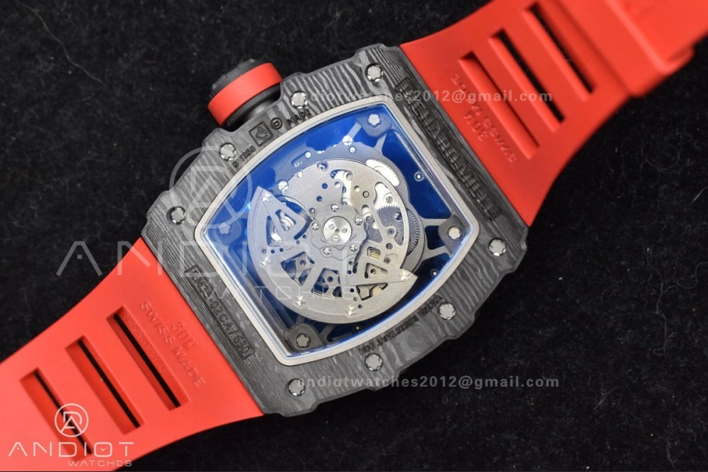 Durable RM035-02 NTPT ZF 1:1 Best Edition Skeleton Dial on Red Rubber Strap RMAL1 Super Clone V 1229