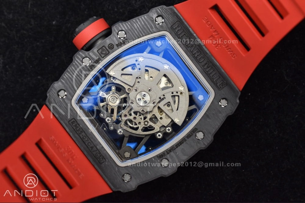 Durable RM035-02 NTPT ZF 1:1 Best Edition Skeleton Dial on Red Rubber Strap RMAL1 Super Clone V 1229