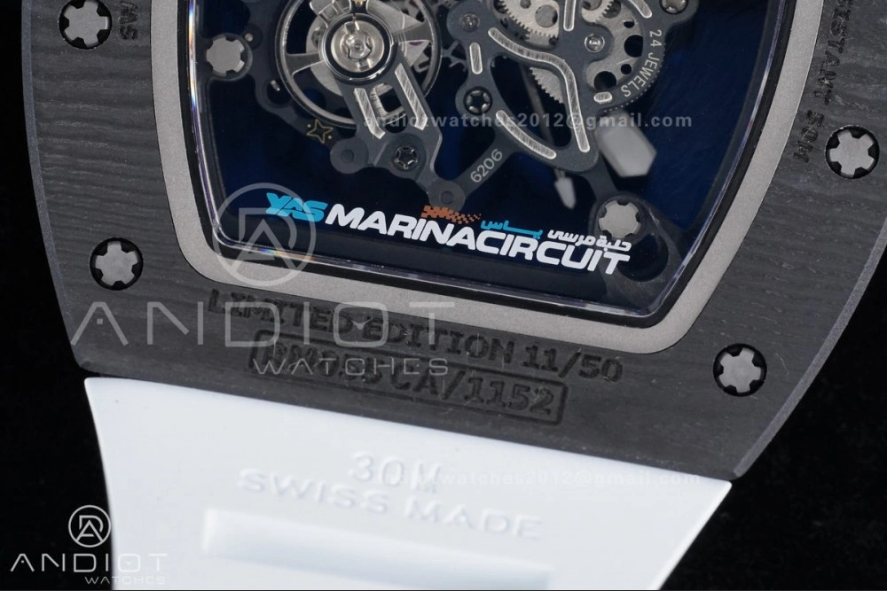 Neat RM055 NTPT APSF 1:1 Best Edition Blue Inner Bezel Blue Crown On White Rubber Strap RMUL2 Super Clone 1230