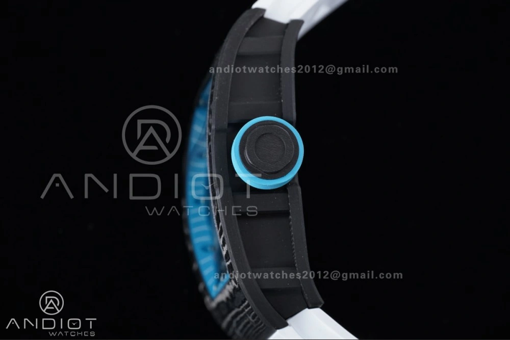 Neat RM055 NTPT APSF 1:1 Best Edition Blue Inner Bezel Blue Crown On White Rubber Strap RMUL2 Super Clone 1230
