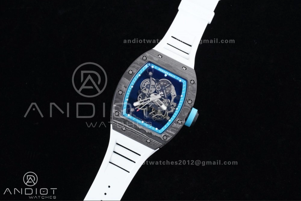 Neat RM055 NTPT APSF 1:1 Best Edition Blue Inner Bezel Blue Crown On White Rubber Strap RMUL2 Super Clone 1230