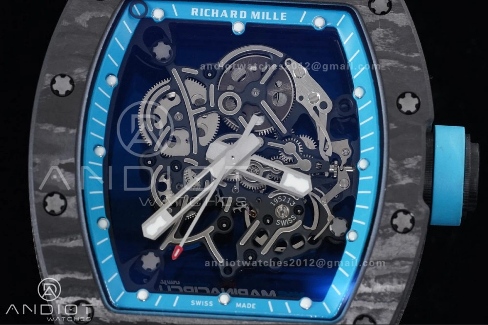 Neat RM055 NTPT APSF 1:1 Best Edition Blue Inner Bezel Blue Crown On White Rubber Strap RMUL2 Super Clone 1230