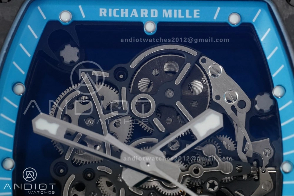 Neat RM055 NTPT APSF 1:1 Best Edition Blue Inner Bezel Blue Crown On White Rubber Strap RMUL2 Super Clone 1230